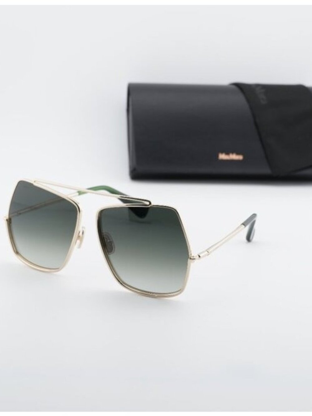 MaxMara Gold Frame Sunglasses with Green Gradient Lenses